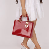 Dior 1997 Boxcalf Large Lady Dior with Strap - FashioNica