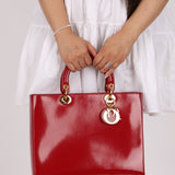 Dior 1997 Boxcalf Large Lady Dior with Strap - FashioNica