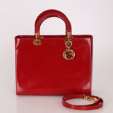 Dior 1997 Boxcalf Large Lady Dior with Strap - FashioNica