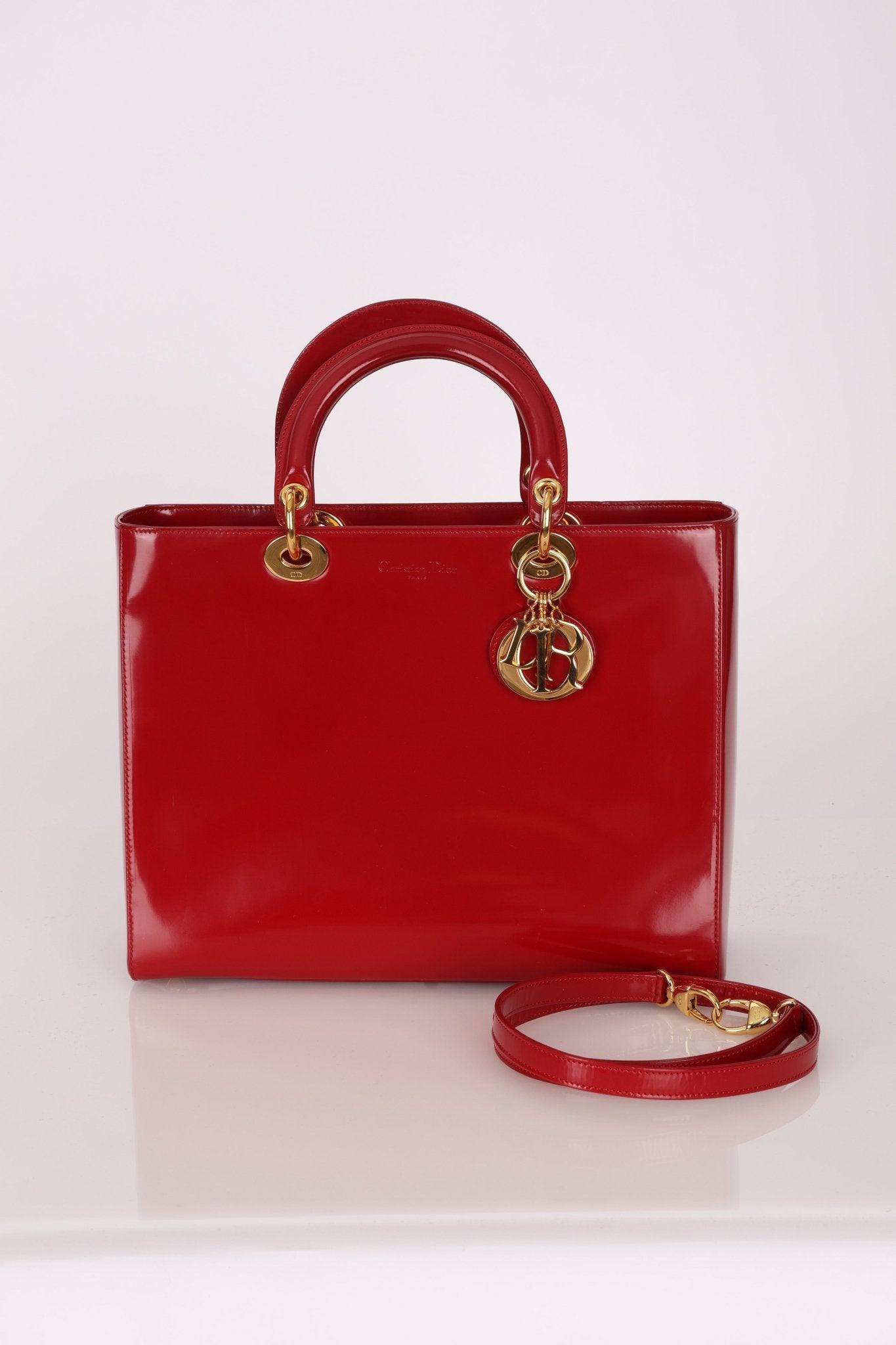 Dior 1997 Boxcalf Large Lady Dior with Strap - FashioNica