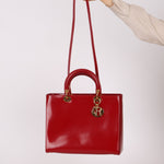 Dior 1997 Boxcalf Large Lady Dior with Strap - FashioNica