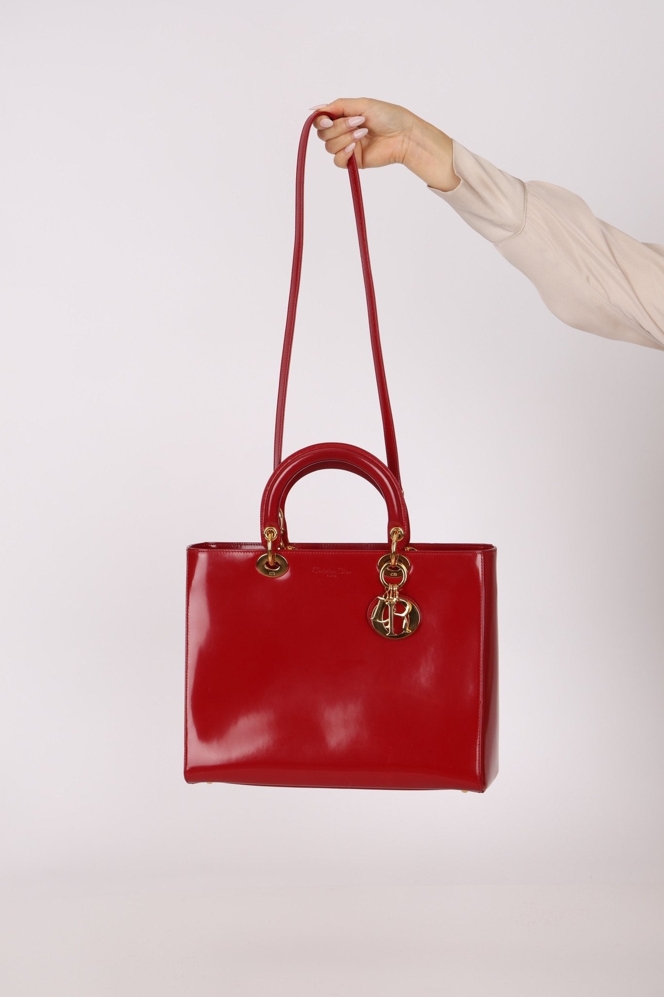 Dior 1997 Boxcalf Large Lady Dior with Strap - FashioNica