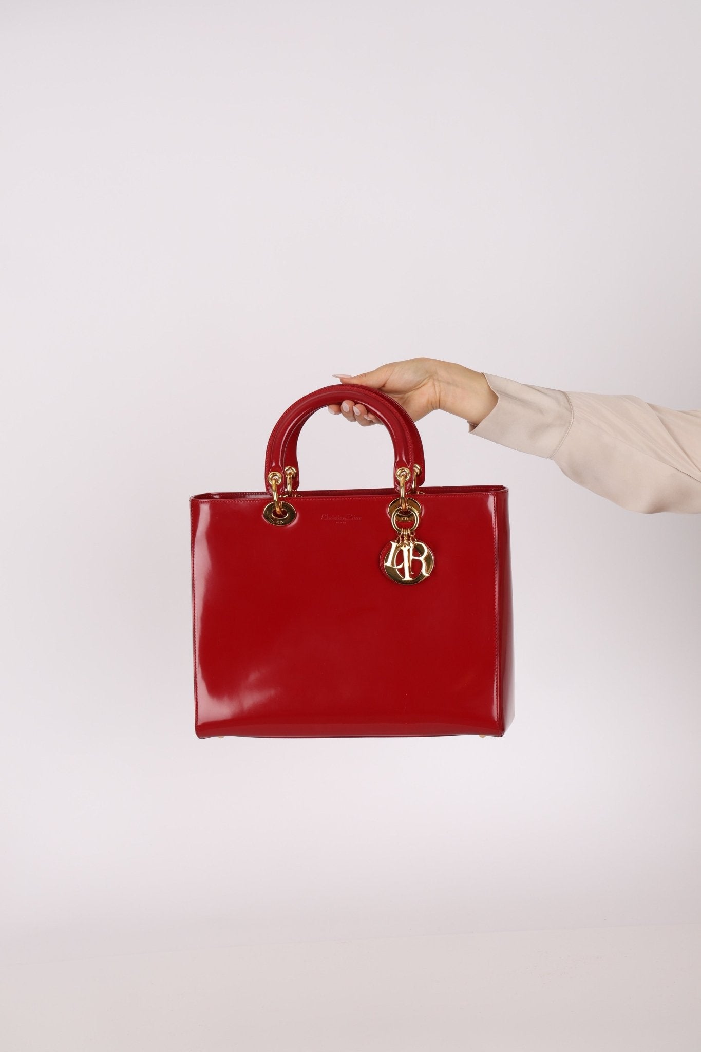 Dior 1997 Boxcalf Large Lady Dior with Strap - FashioNica