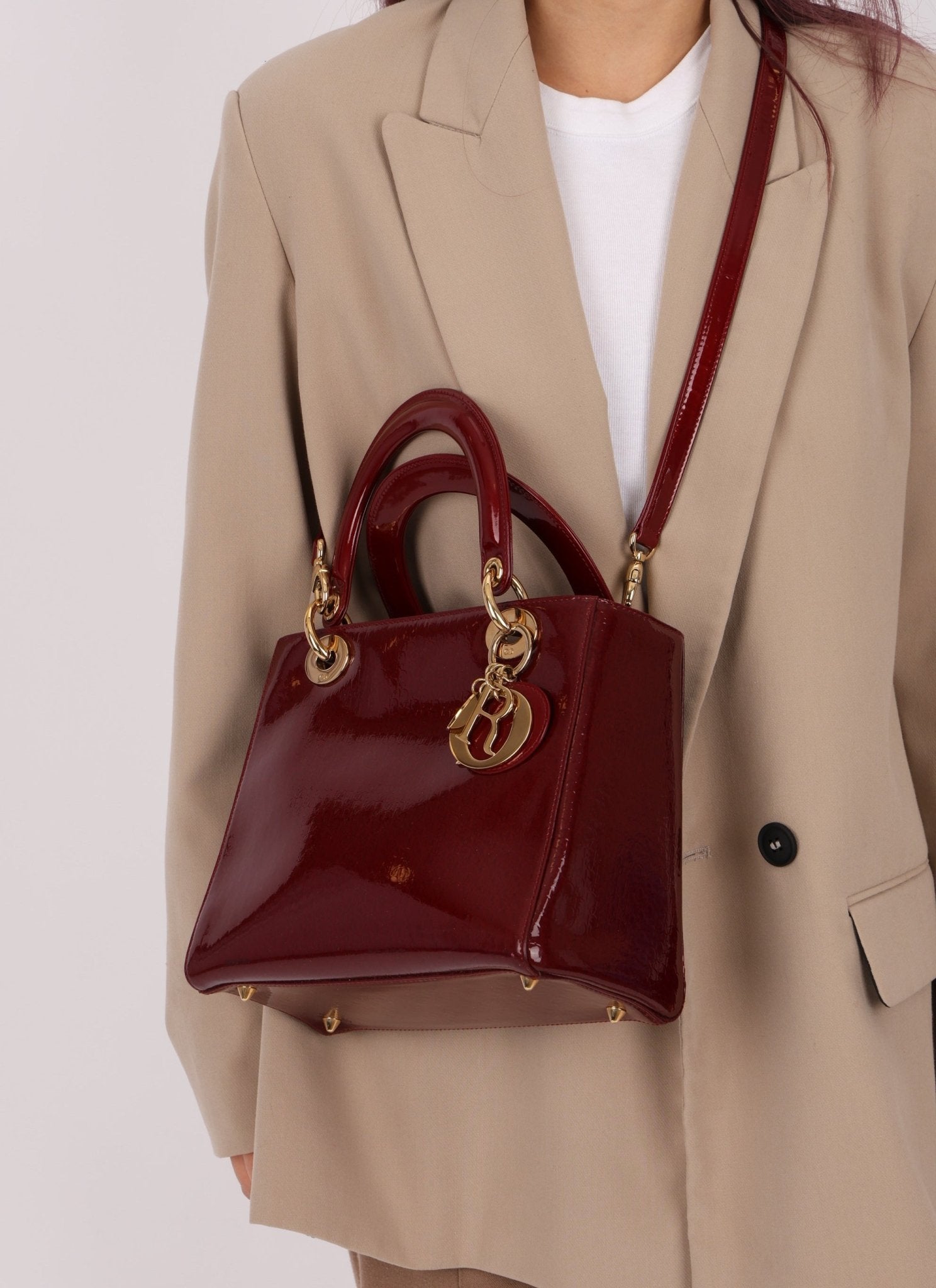 Dior 2000 Wine Red Diorissimo Patent Medium Lady - FashioNica