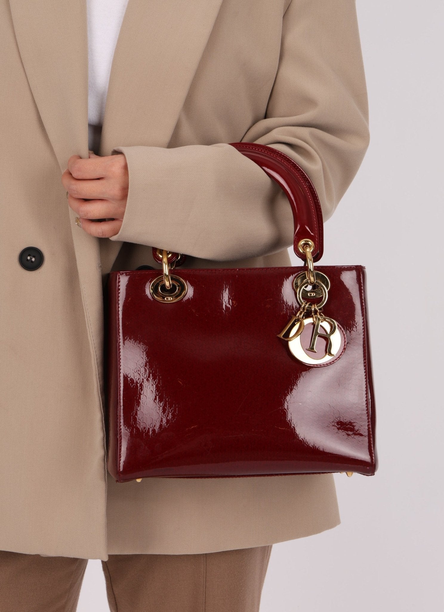 Dior 2000 Wine Red Diorissimo Patent Medium Lady - FashioNica