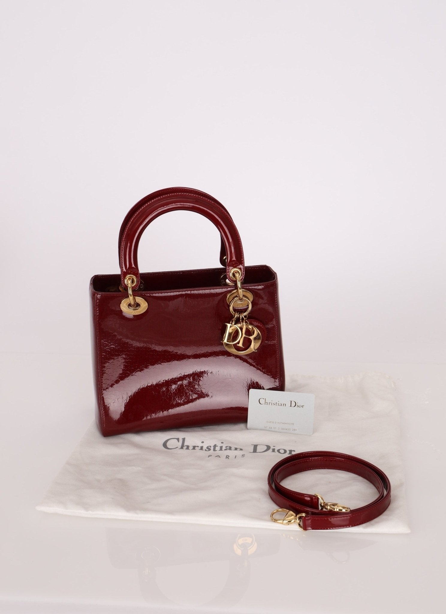 Dior 2000 Wine Red Diorissimo Patent Medium Lady - FashioNica