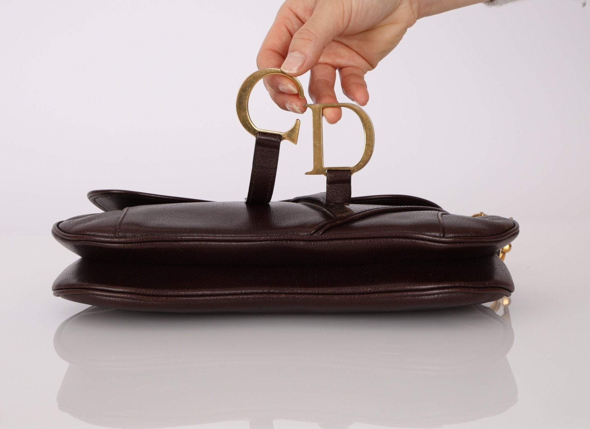 Dior 2001 Chocolate Calfskin Double Saddle Bag - FashioNica