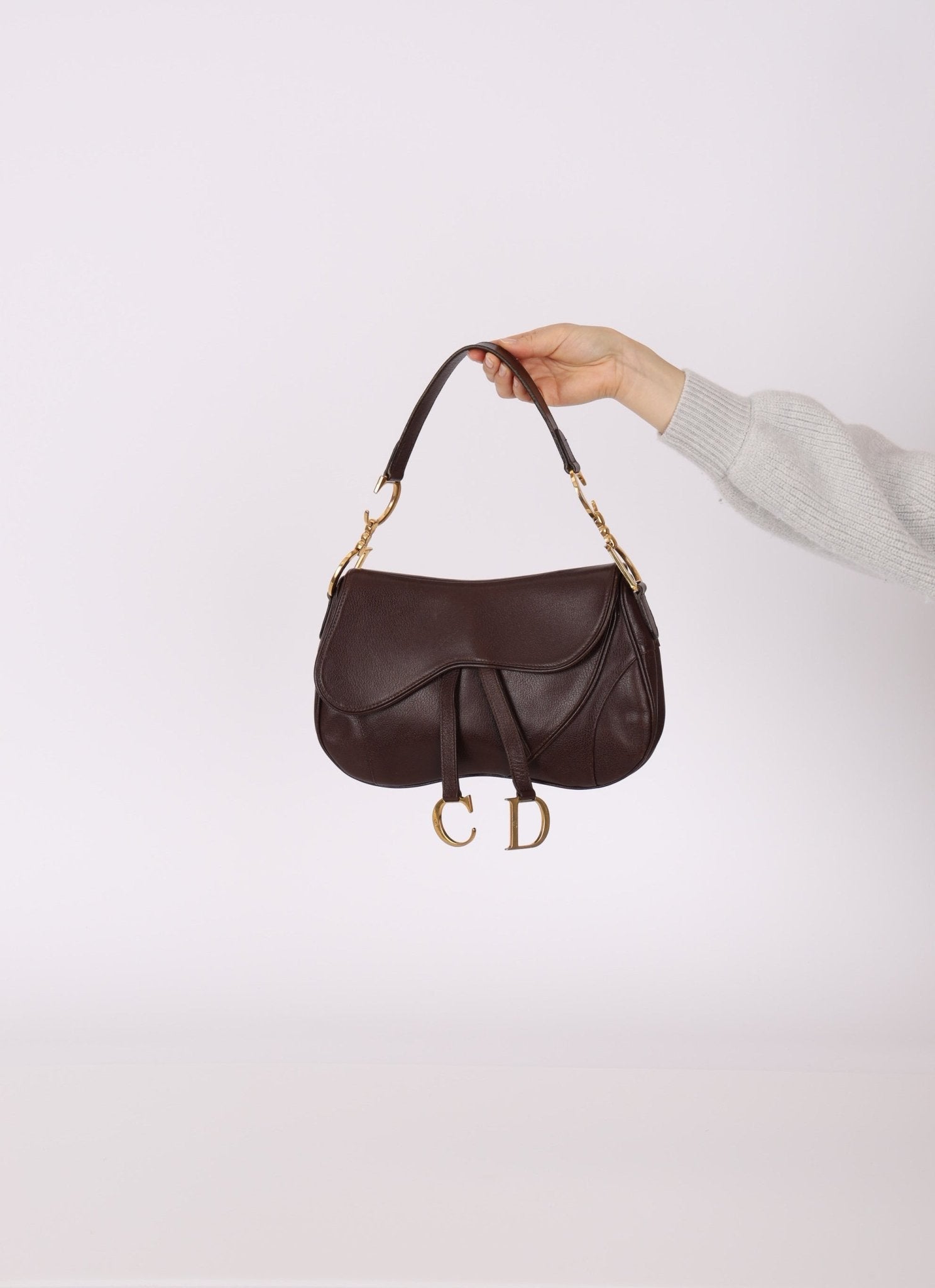 Dior 2001 Chocolate Calfskin Double Saddle Bag - FashioNica