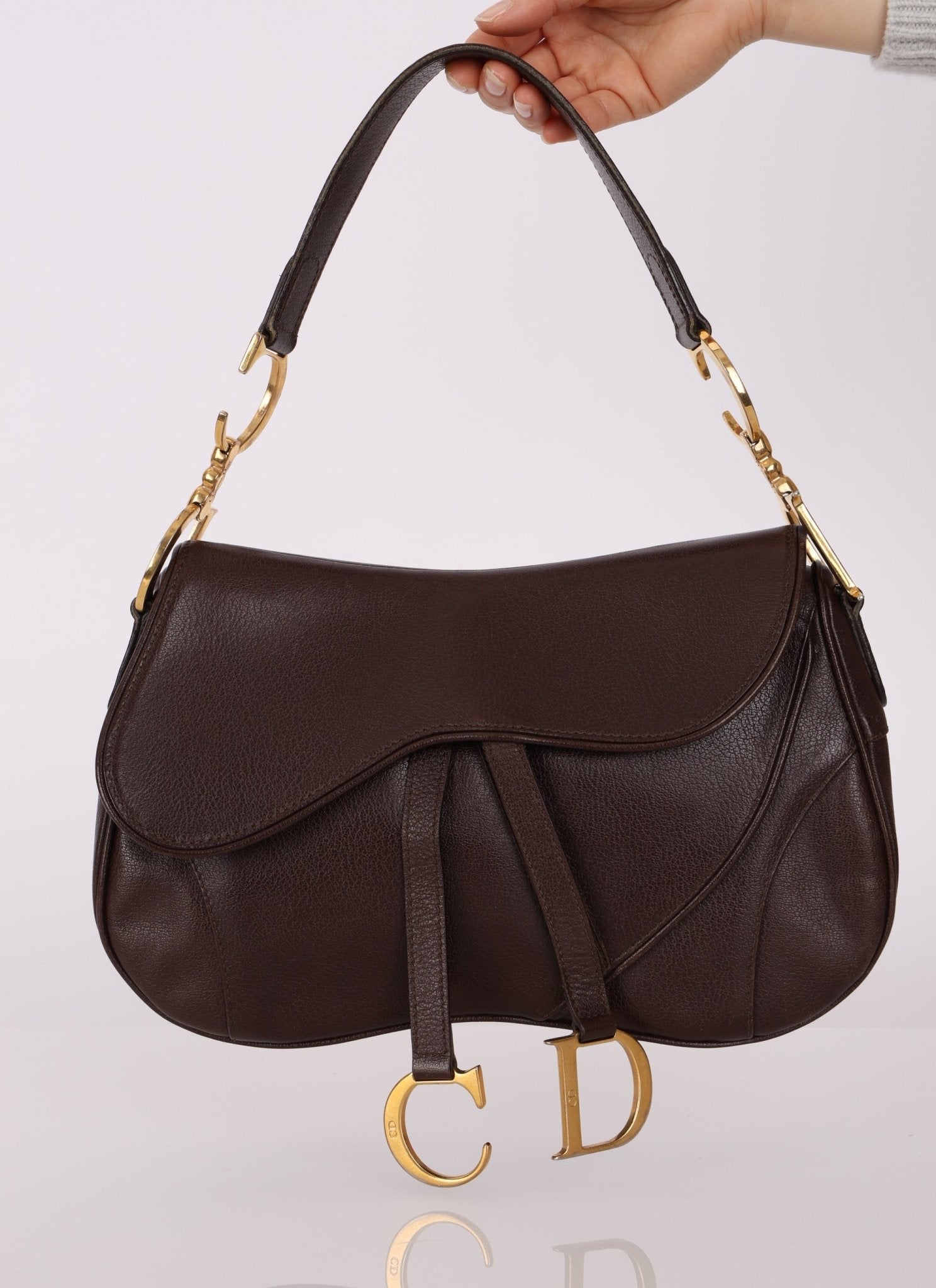 Dior 2001 Chocolate Calfskin Double Saddle Bag - FashioNica