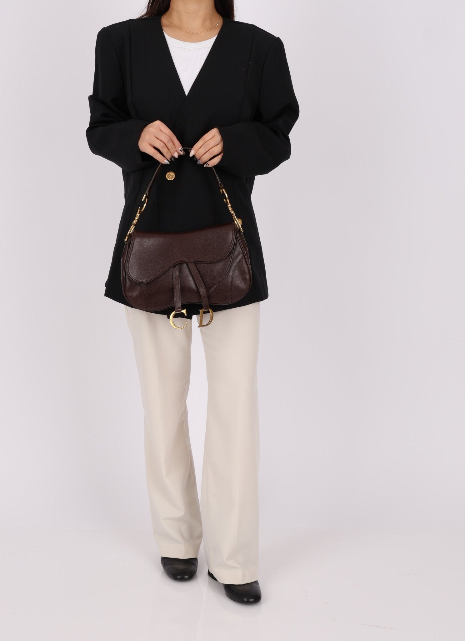 Dior 2001 Chocolate Calfskin Double Saddle Bag - FashioNica