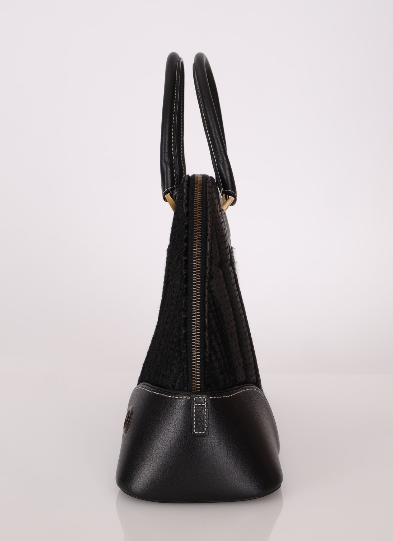 Dior 2001 License Plate Montaigne Leather and Pony Hair Bowler Bag - FashioNica