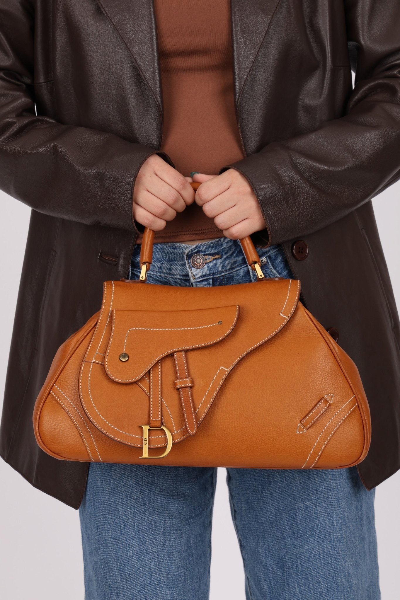 Dior 2002 Cognac Saddle Bowling Bag - FashioNica