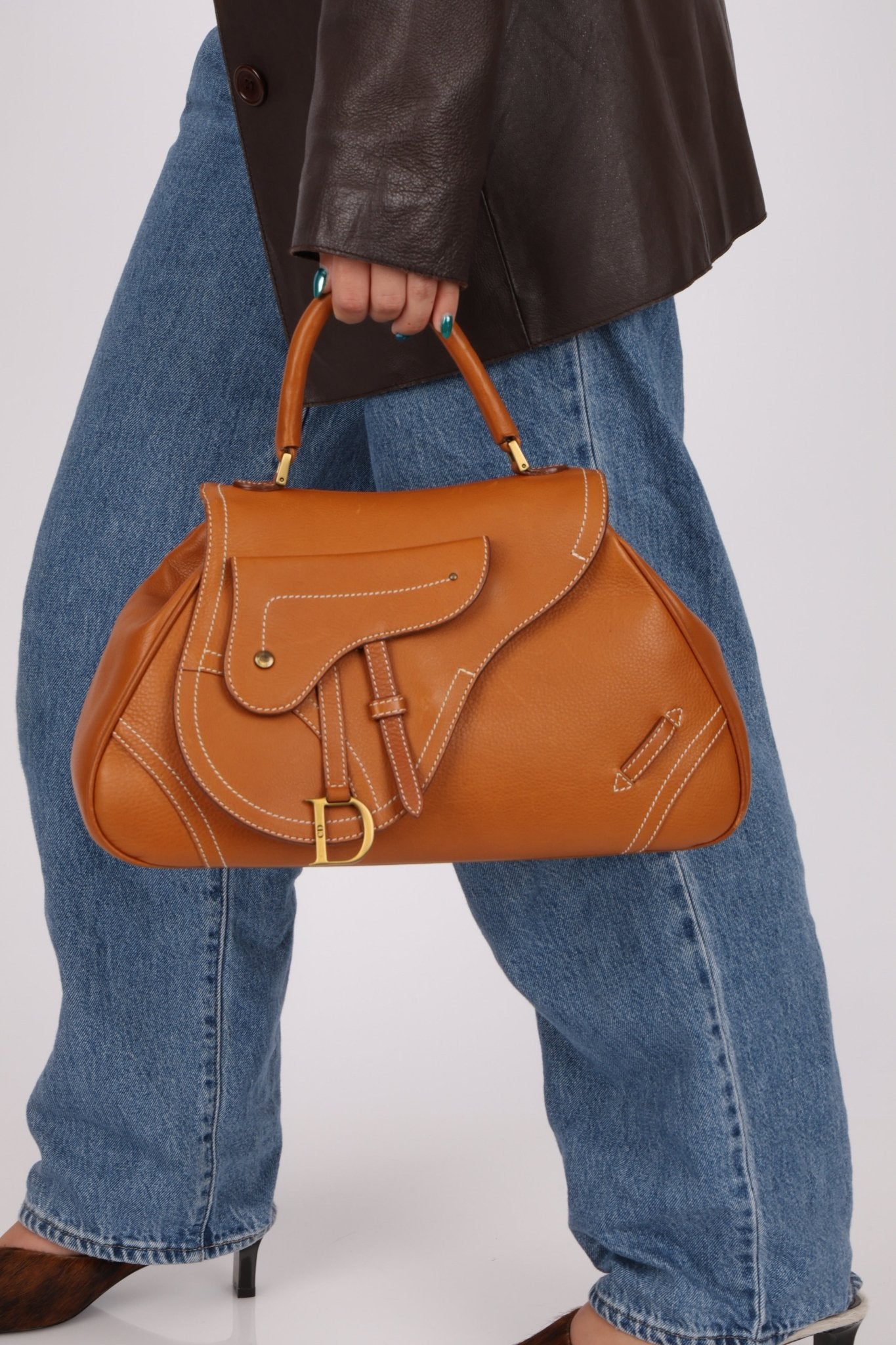 Dior 2002 Cognac Saddle Bowling Bag - FashioNica