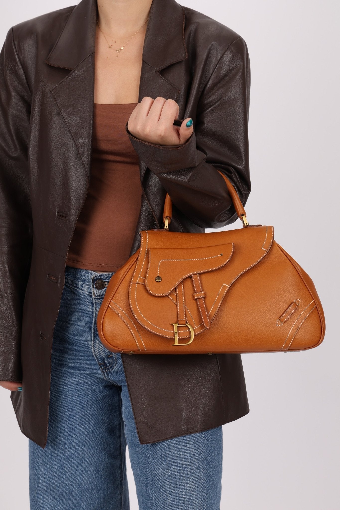 Dior 2002 Cognac Saddle Bowling Bag - FashioNica