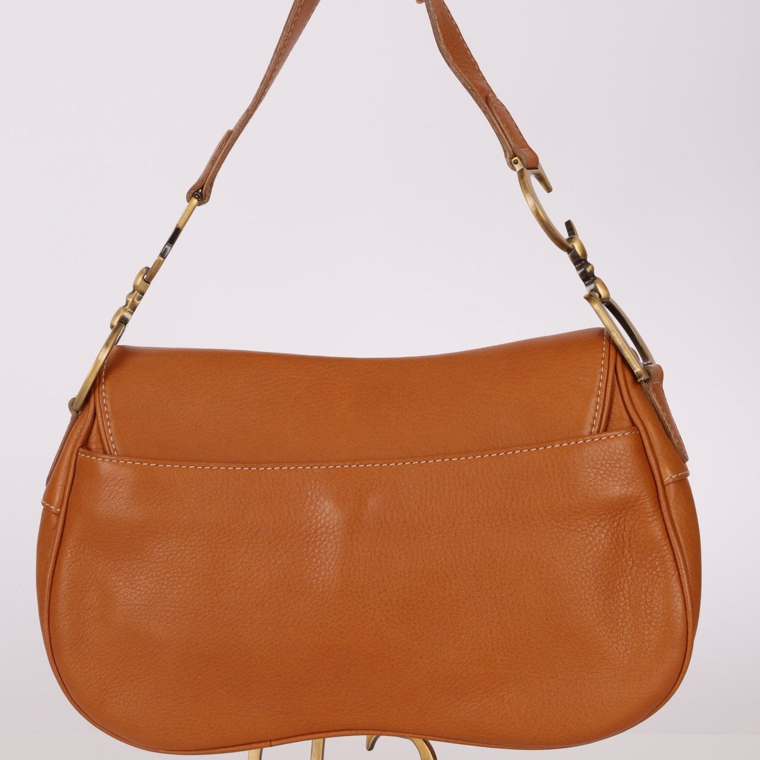 Dior 2002 Tan Grained Calfskin Double Saddle - FashioNica