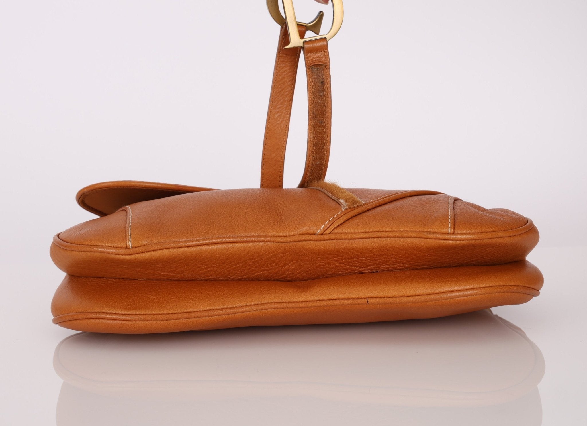 Dior 2002 Tan Grained Calfskin Double Saddle - FashioNica