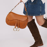 Dior 2002 Tan Grained Calfskin Double Saddle - FashioNica