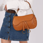 Dior 2002 Tan Grained Calfskin Double Saddle - FashioNica