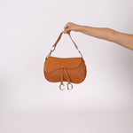 Dior 2002 Tan Grained Calfskin Double Saddle - FashioNica