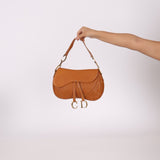 Dior 2002 Tan Grained Calfskin Double Saddle - FashioNica
