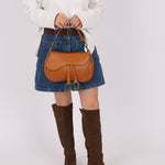 Dior 2002 Tan Grained Calfskin Double Saddle - FashioNica