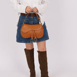 Dior 2002 Tan Grained Calfskin Double Saddle - FashioNica