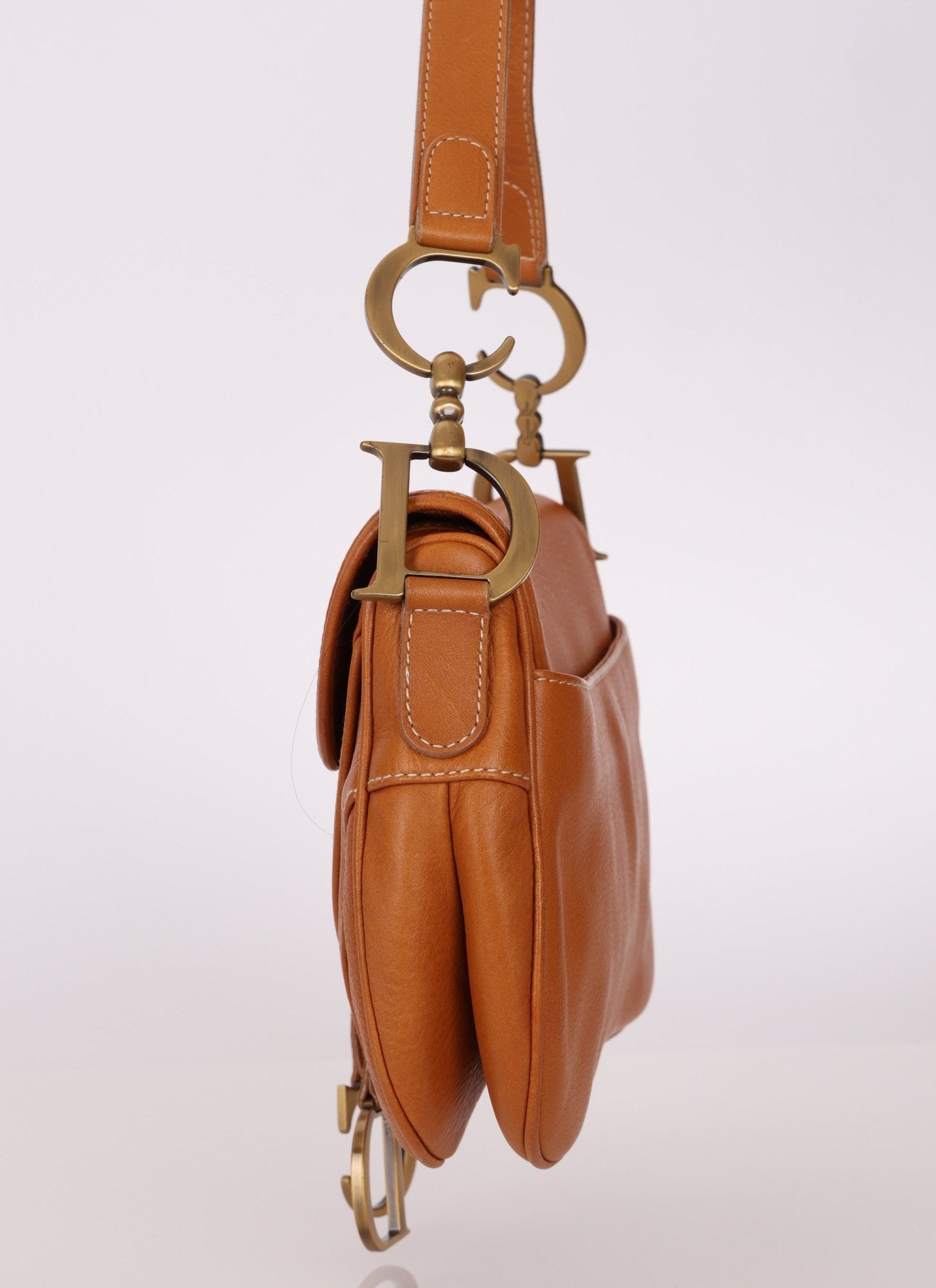 Dior 2002 Tan Grained Calfskin Double Saddle - FashioNica