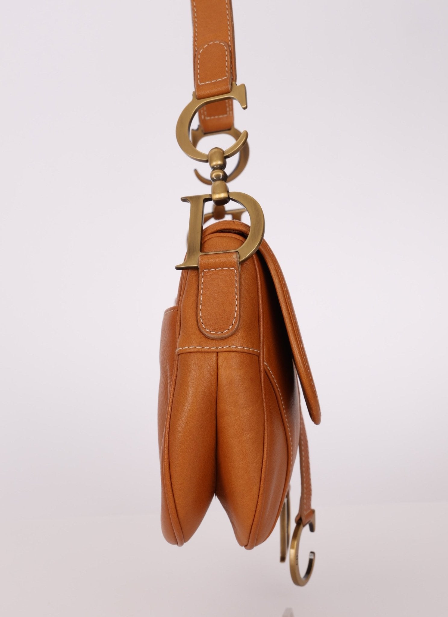 Dior 2002 Tan Grained Calfskin Double Saddle - FashioNica