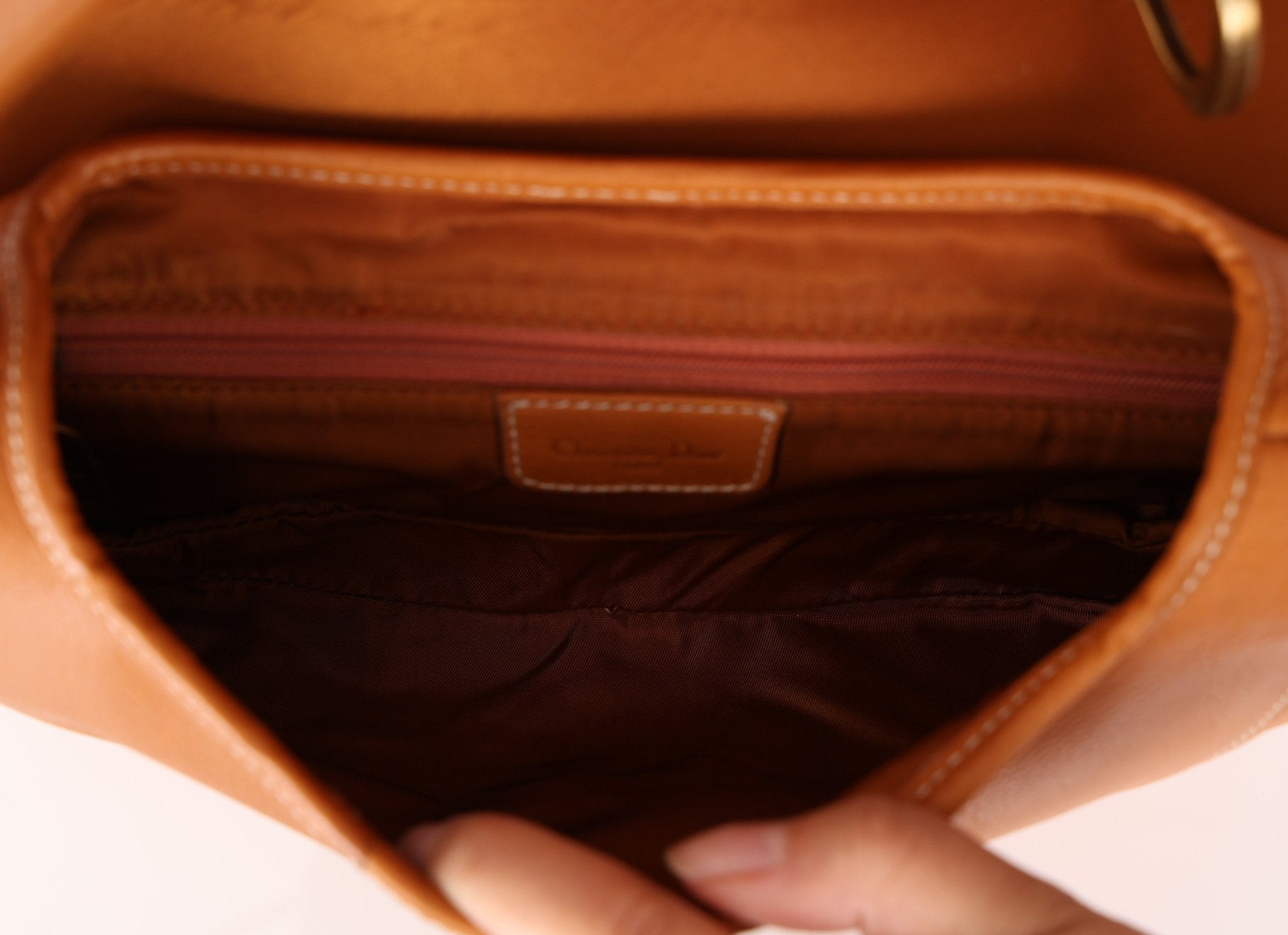 Dior 2002 Tan Grained Calfskin Double Saddle - FashioNica