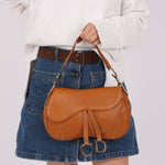 Dior 2002 Tan Grained Calfskin Double Saddle - FashioNica