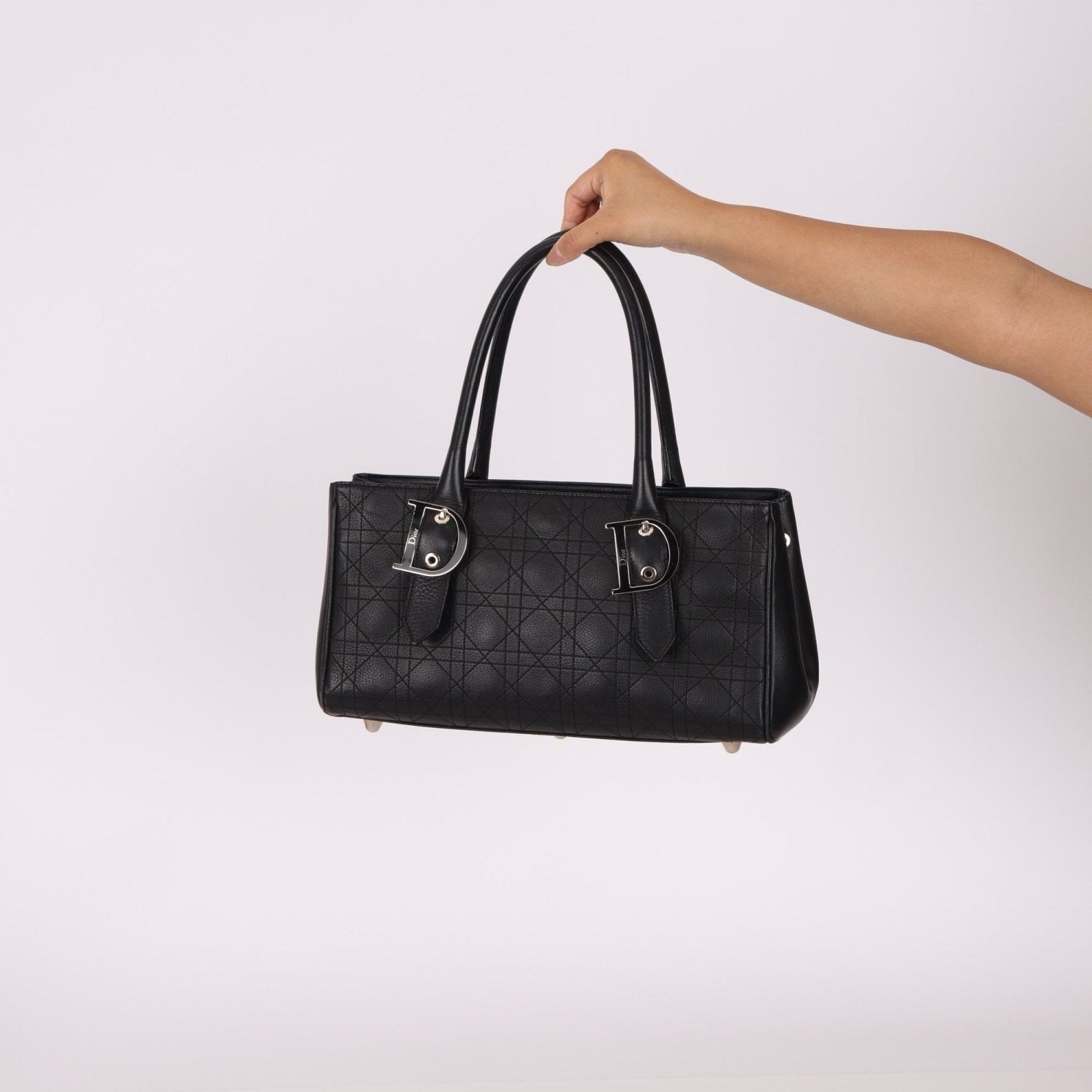 Dior 2005 Cannage Stitch D Buckle Medium Tote - FashioNica