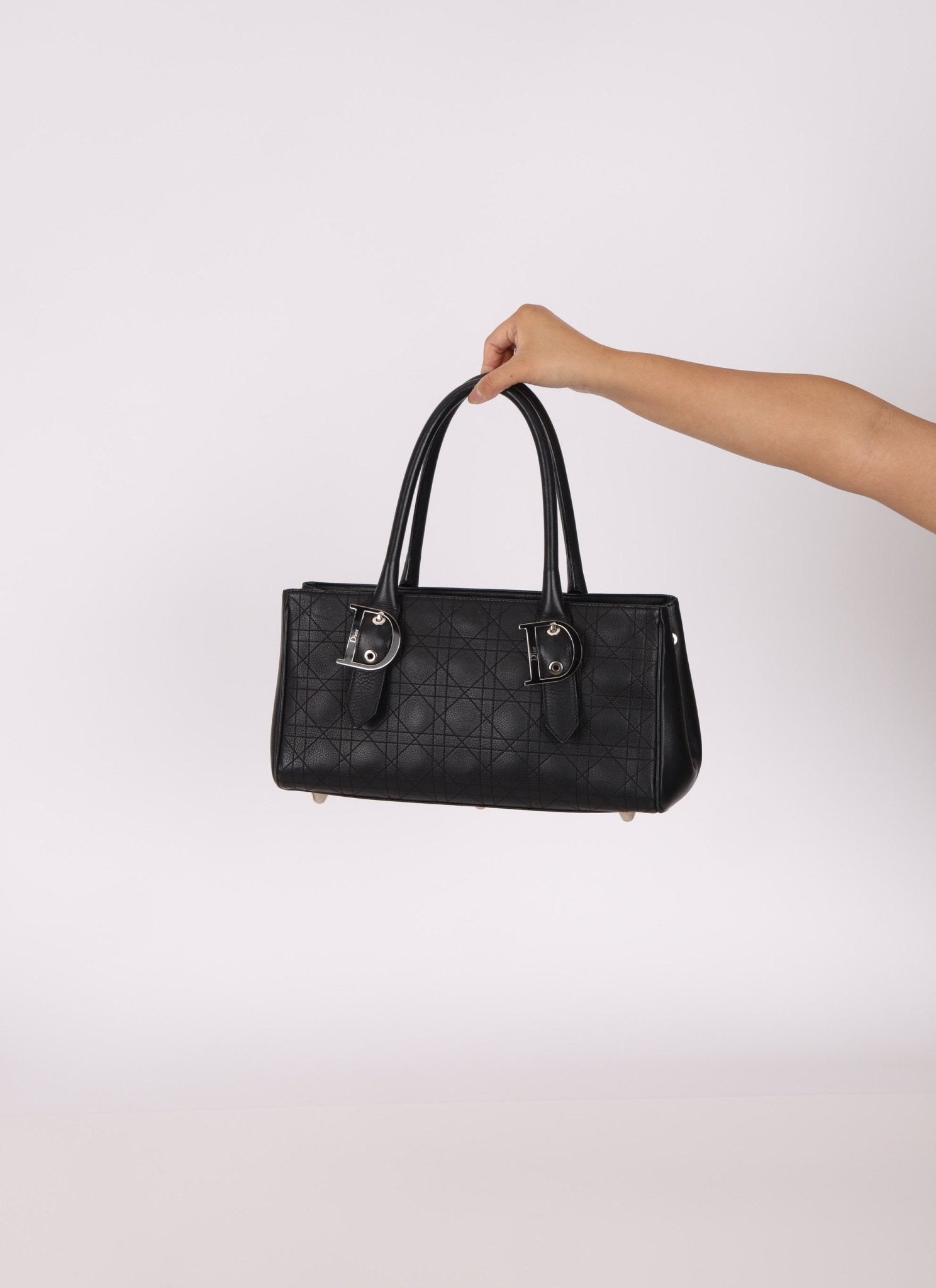 Dior 2005 Cannage Stitch D Buckle Medium Tote - FashioNica