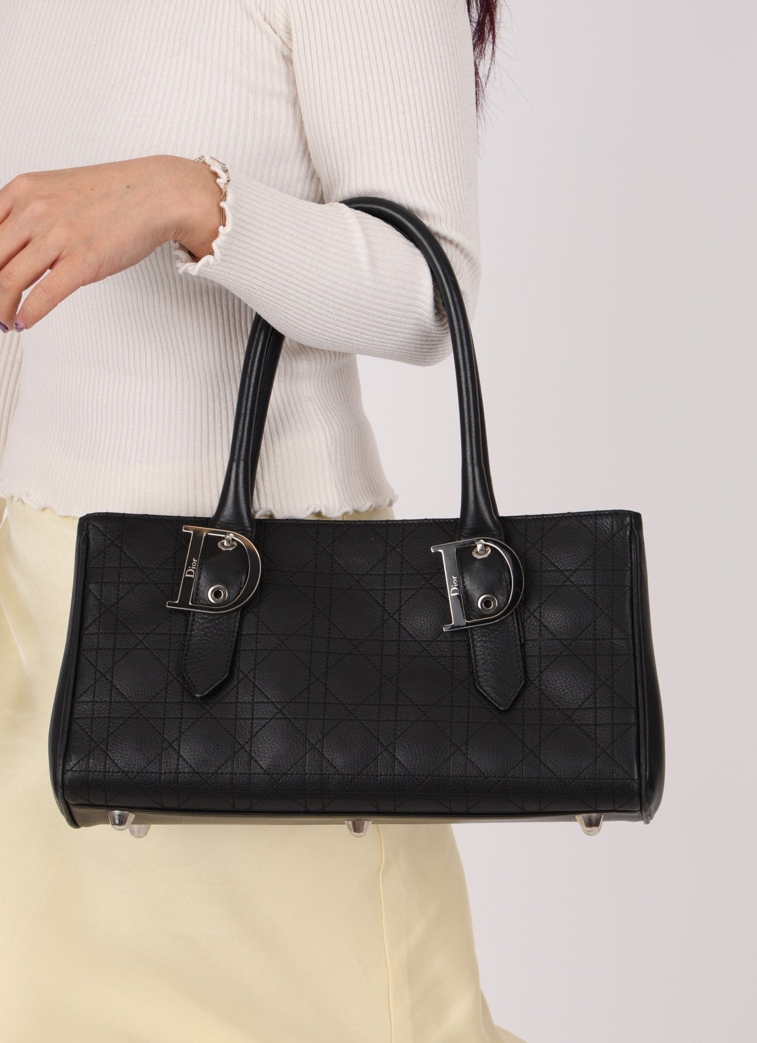 Dior 2005 Cannage Stitch D Buckle Medium Tote - FashioNica