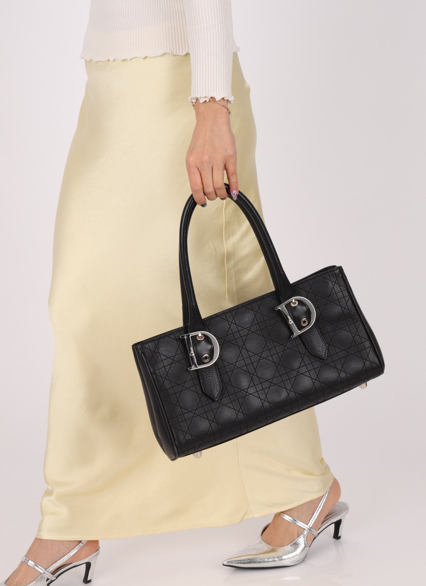 Dior 2005 Cannage Stitch D Buckle Medium Tote - FashioNica