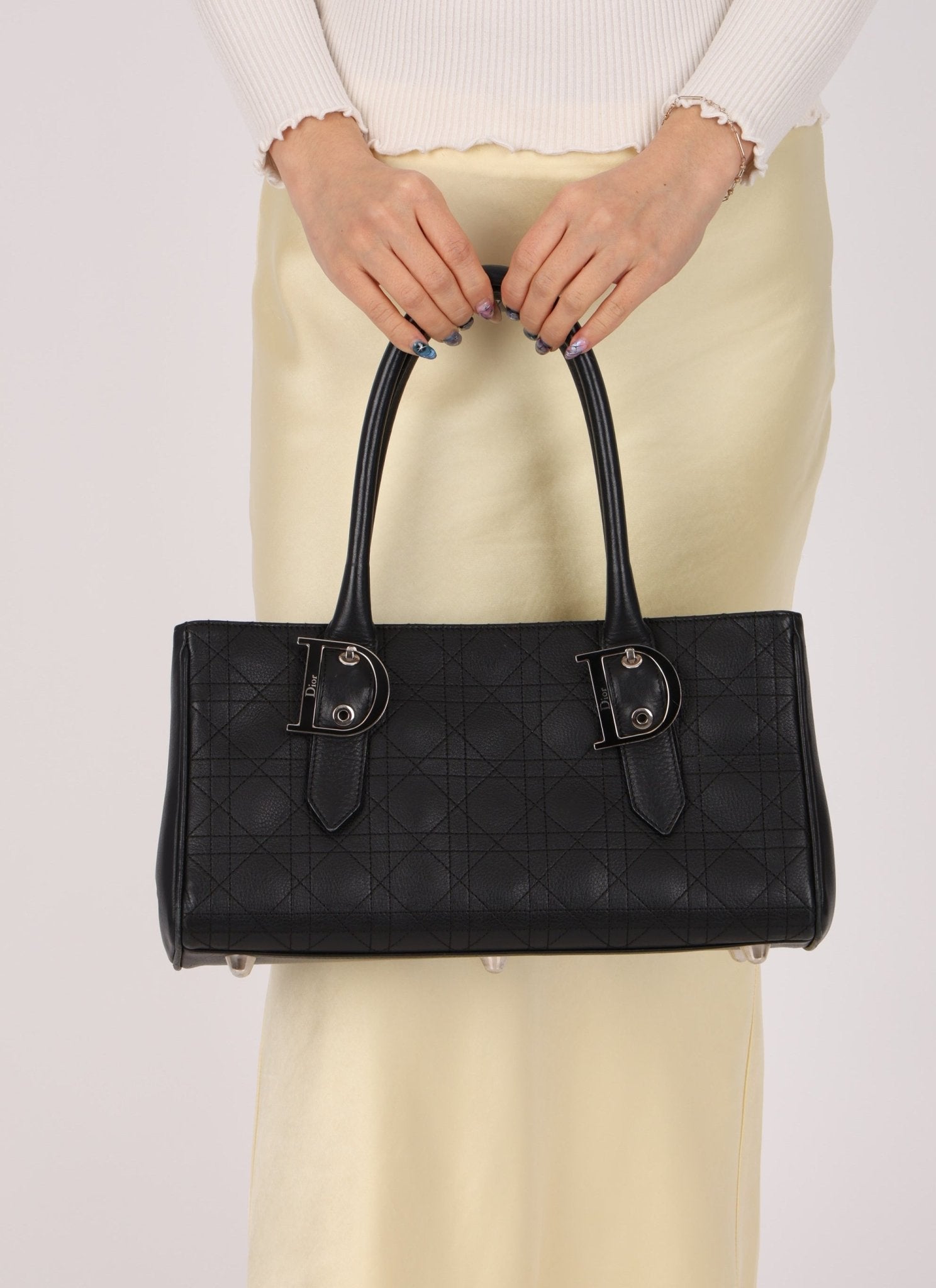 Dior 2005 Cannage Stitch D Buckle Medium Tote - FashioNica