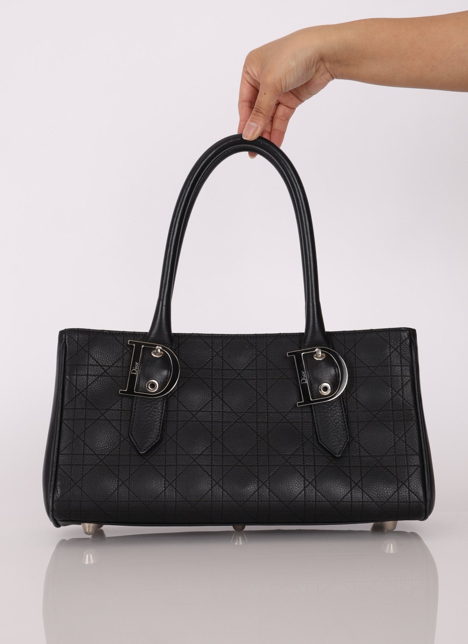 Dior 2005 Cannage Stitch D Buckle Medium Tote - FashioNica