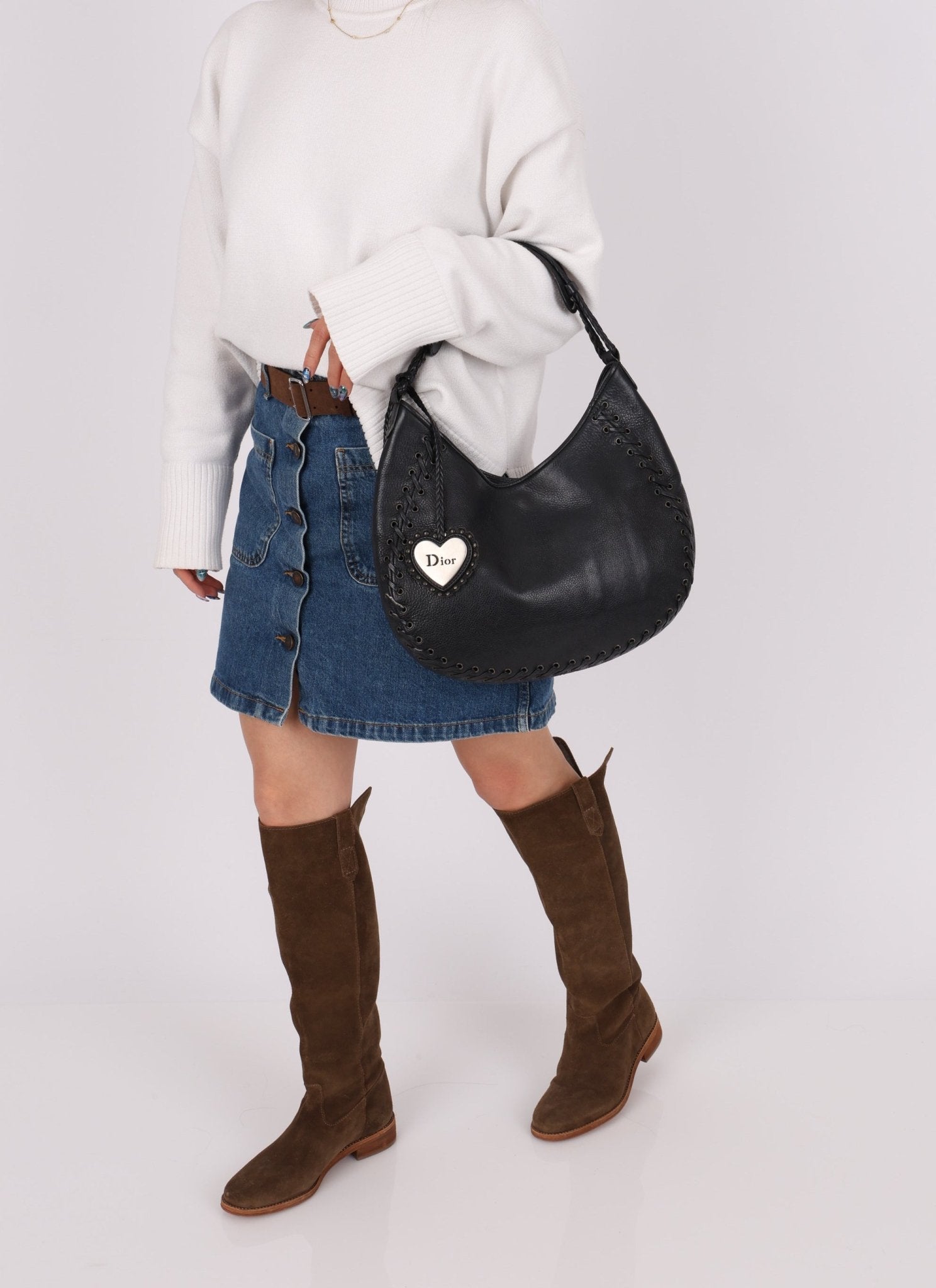 Dior 2007 Grained Calfskin Lace - Up Hobo - FashioNica