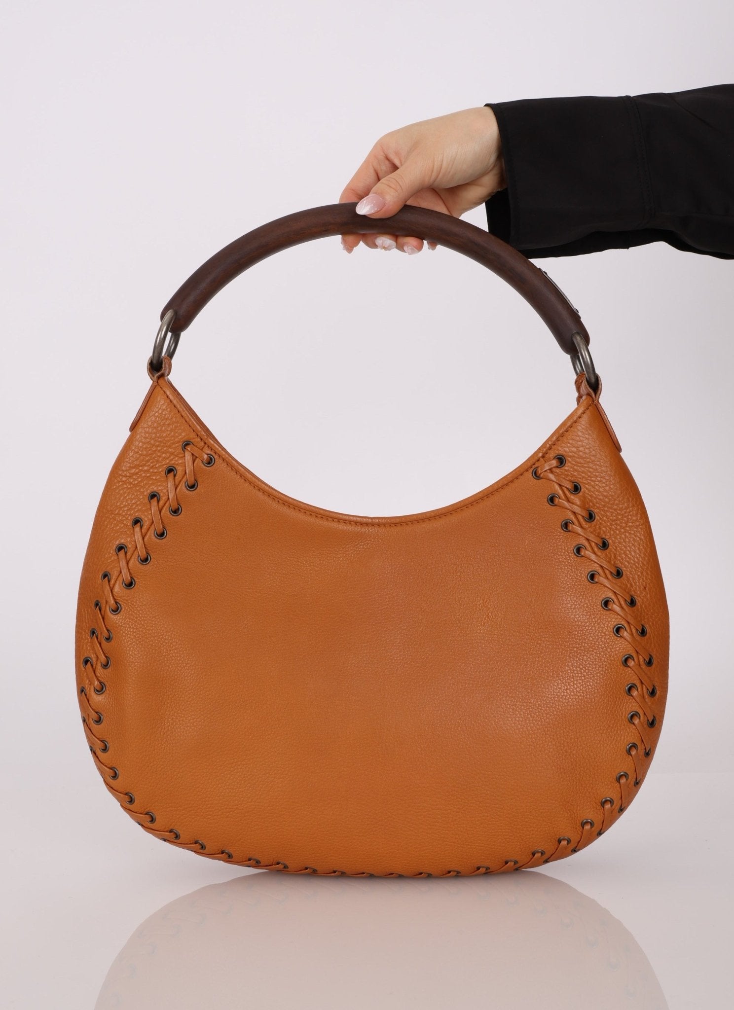 Dior 2007 Wood Whipstitch Cognac Hobo - FashioNica
