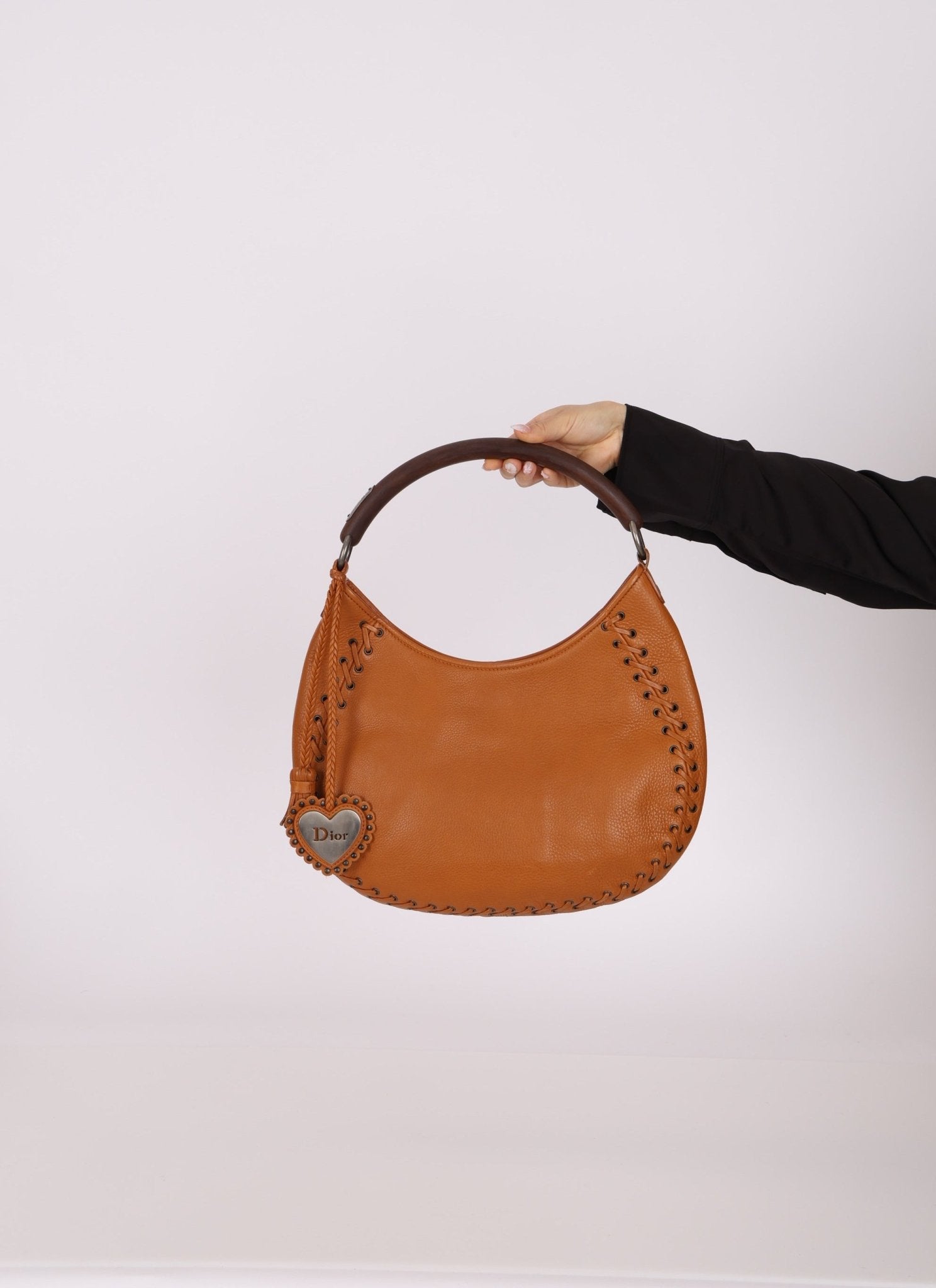 Dior 2007 Wood Whipstitch Cognac Hobo - FashioNica