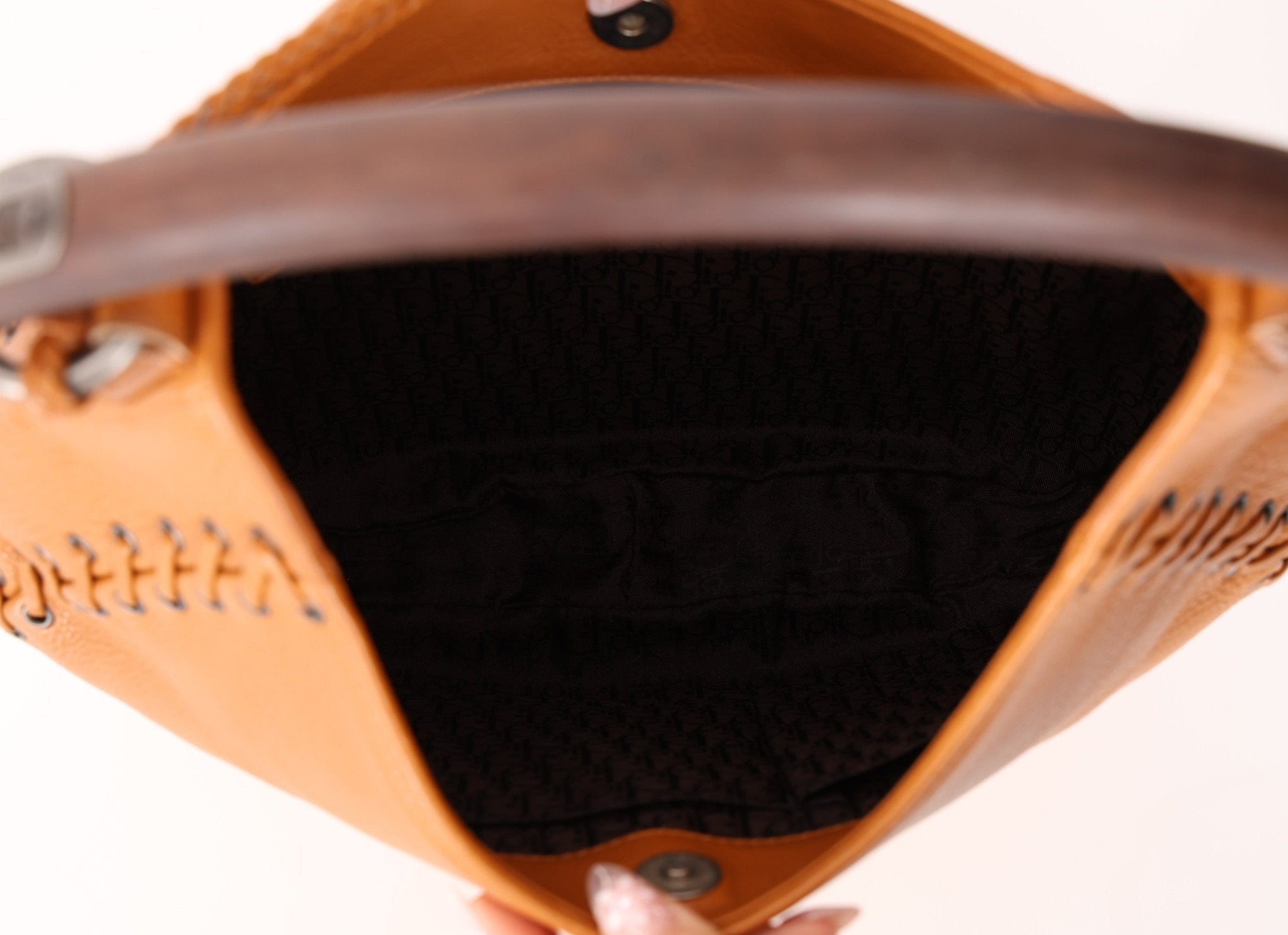 Dior 2007 Wood Whipstitch Cognac Hobo - FashioNica