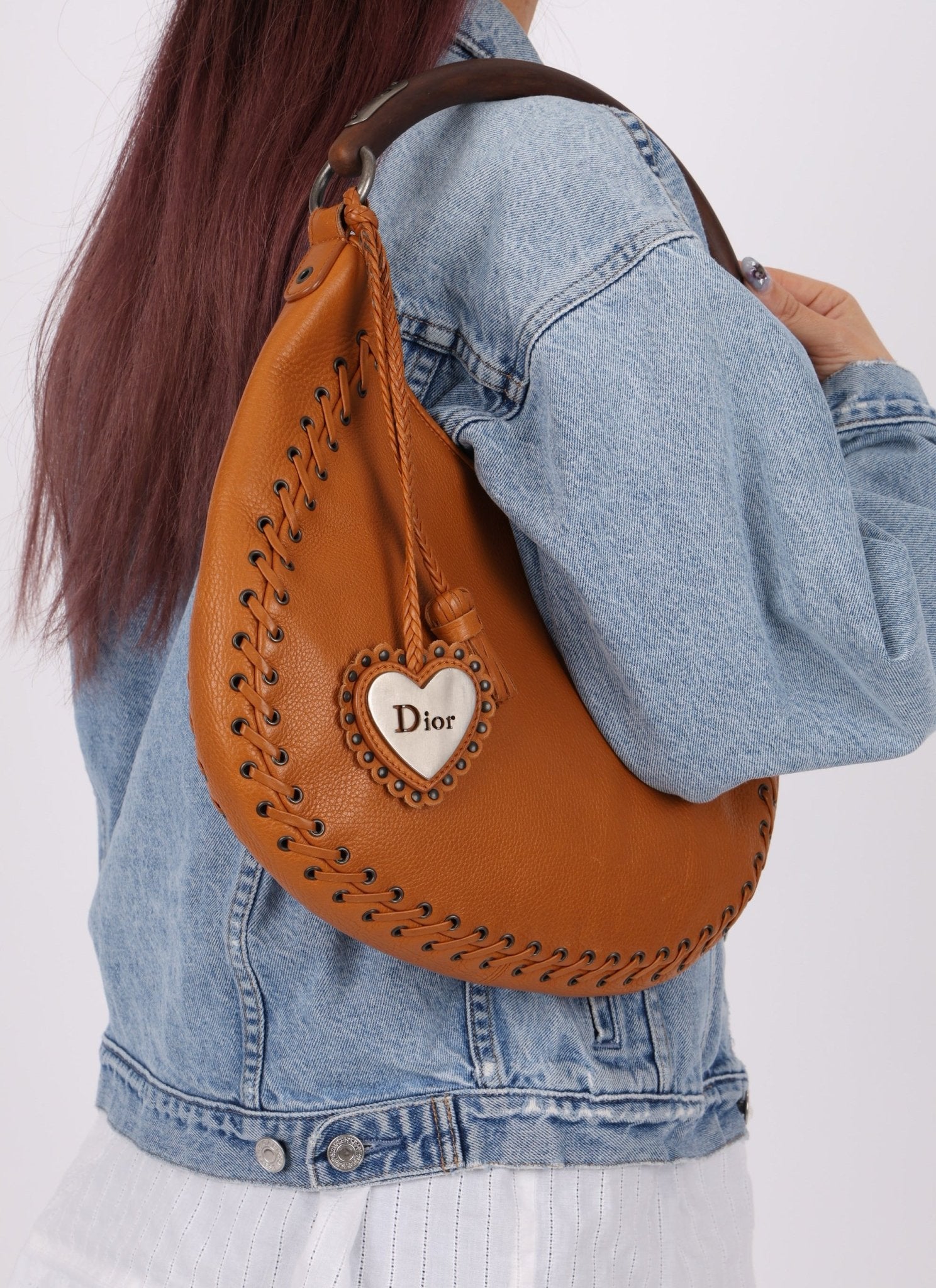 Dior 2007 Wood Whipstitch Cognac Hobo - FashioNica