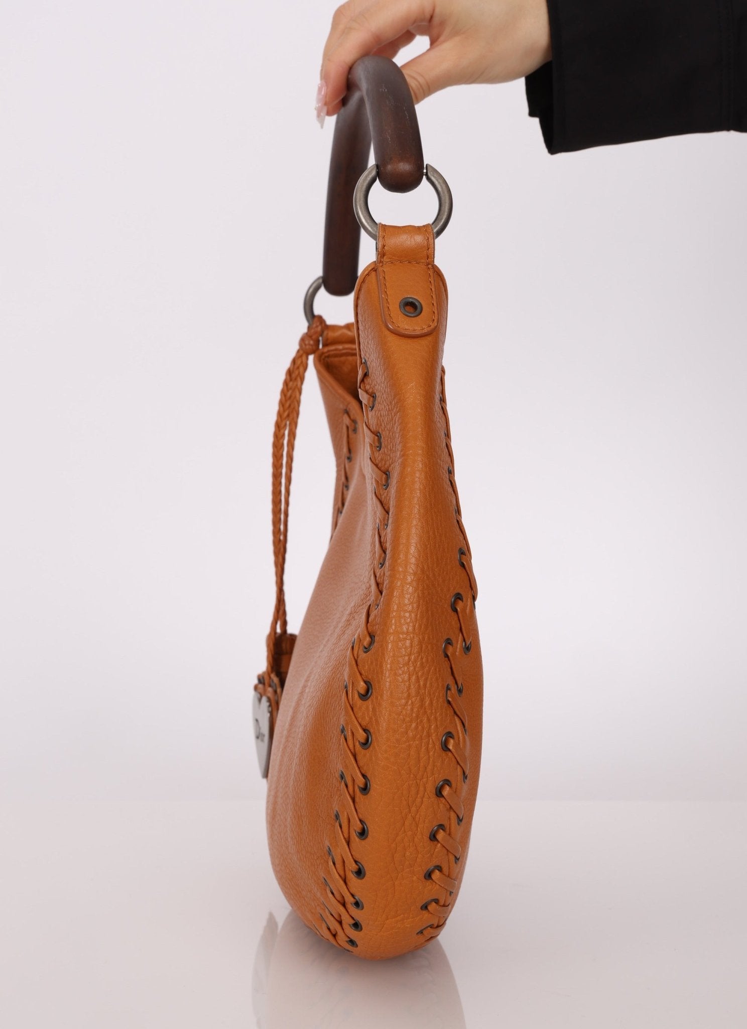 Dior 2007 Wood Whipstitch Cognac Hobo - FashioNica