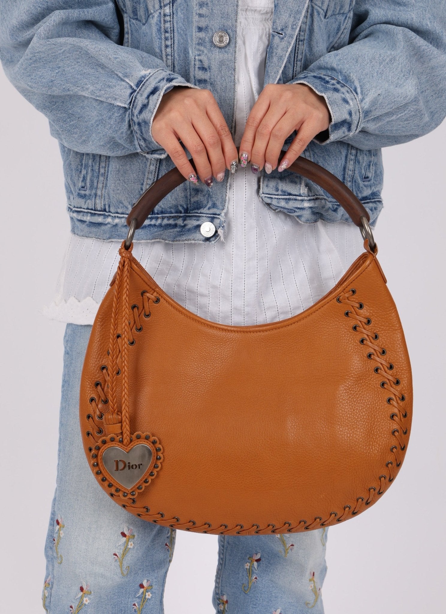 Dior 2007 Wood Whipstitch Cognac Hobo - FashioNica