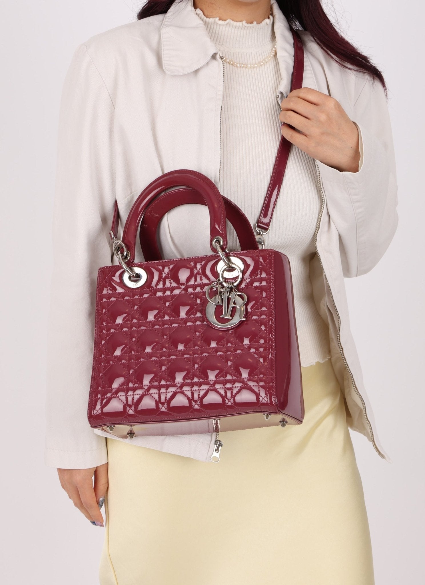 Dior 2012 Berry Mauve Patent Cannage Medium Lady Dior - FashioNica