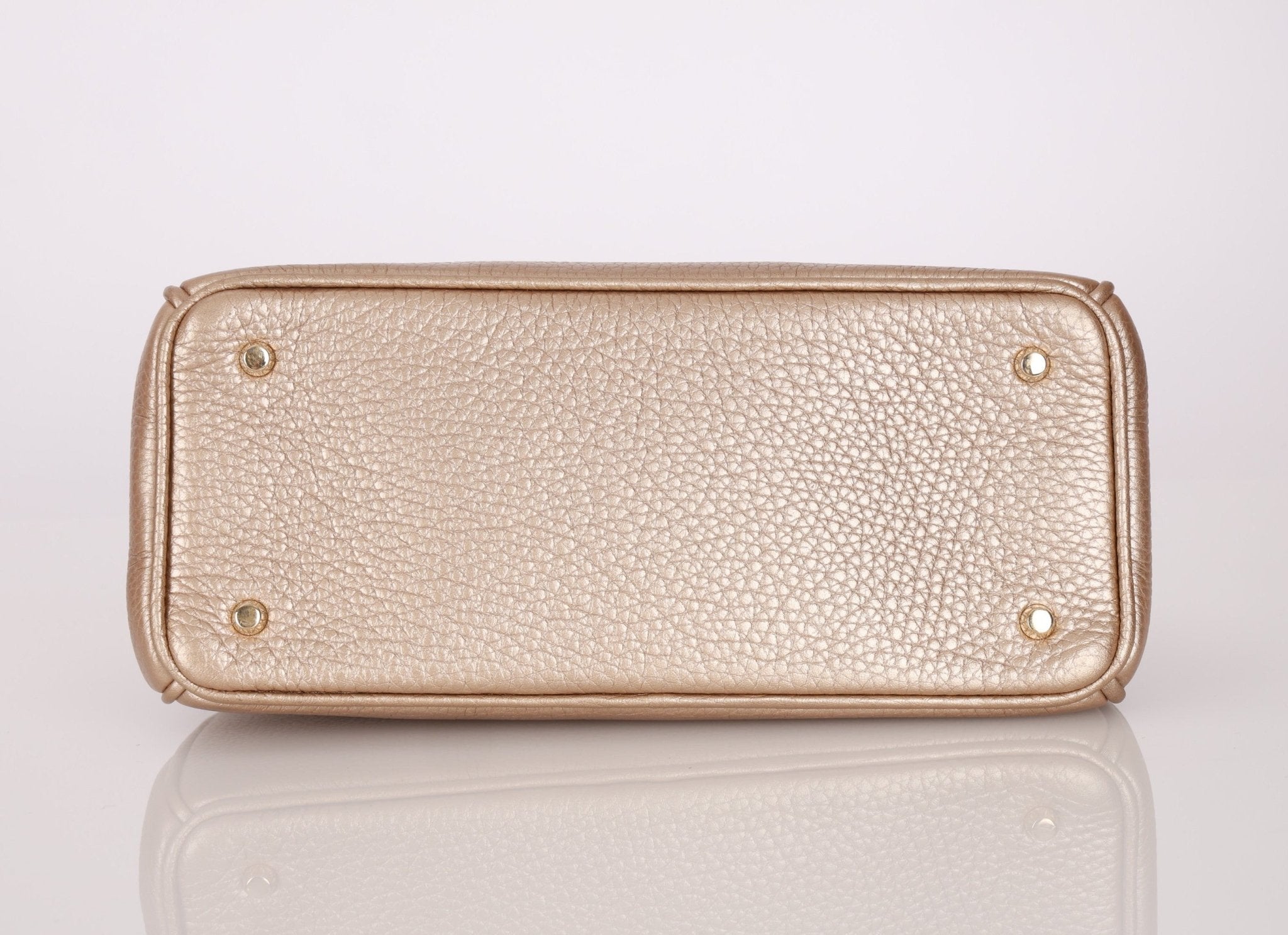 Dior 2014 Metallic Pebbled Leather Champagne Mini Diorissimo Tote - FashioNica