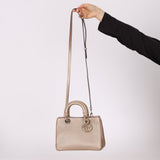 Dior 2014 Metallic Pebbled Leather Champagne Mini Diorissimo Tote - FashioNica