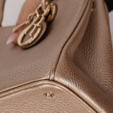 Dior 2014 Metallic Pebbled Leather Champagne Mini Diorissimo Tote - FashioNica
