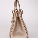 Dior 2014 Metallic Pebbled Leather Champagne Mini Diorissimo Tote - FashioNica