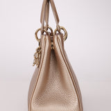 Dior 2014 Metallic Pebbled Leather Champagne Mini Diorissimo Tote - FashioNica
