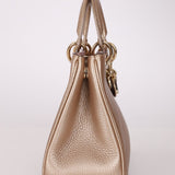 Dior 2014 Metallic Pebbled Leather Champagne Mini Diorissimo Tote - FashioNica